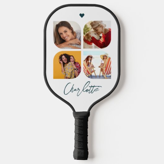 4 Foto Modern Trendy Simple Personated Name Pickleball Paddle (Achterkant)