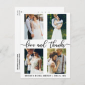 4 Foto Modern Trouwliefde en Dankbaarheid Script Briefkaart (Voorkant / Achterkant)