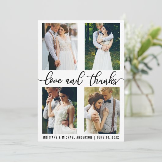 4 Foto Modern Wedding Liefde en Bedankt (Staand voorkant)