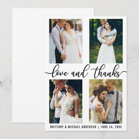 4 Foto Modern Wedding Liefde en Bedankt (Voorkant / Achterkant)