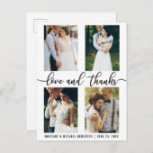4 Foto Modern Wedding Love and Bedankt Briefkaart (Voorkant / Achterkant)