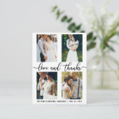 4 Foto Modern Wedding Love and Bedankt Briefkaart (Staand voorkant)