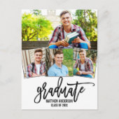 4 Foto Moderne Borstel Script Graduation Party Uitnodiging Briefkaart (Voorkant)
