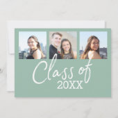 4 Foto Moderne Script Graduation Party Kaart (Achterkant)