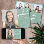 4 Foto Moderne Script Graduation Party Kaart