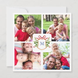 4 Foto Monogrammed crest square kerst Feestdagenkaart