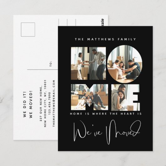 4 Foto: New Home Change of Address Notice Briefkaart (Voorkant / Achterkant)