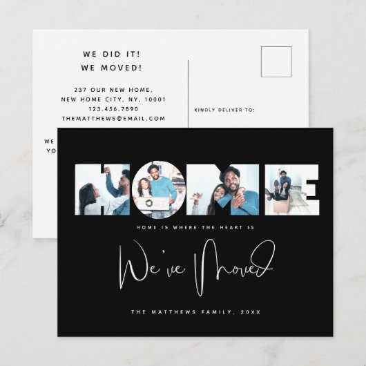 4 Foto: New Home Change of Address Notice Briefkaart (Voorkant / Achterkant)