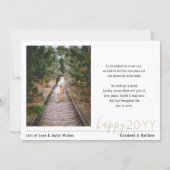 4 Foto Nieuw jaar Nieuw Eenvoudig script Gold Feestdagenkaart (Achterkant)