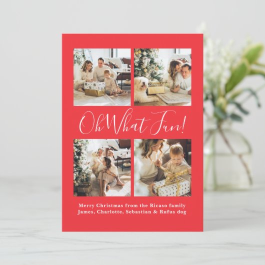 4 Foto oh Wat een leuke Scandinavische kerst Feestdagenkaart (Staand voorkant)