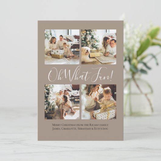 4 Foto oh Wat een leuke Scandinavische kerst Feestdagenkaart (Staand voorkant)