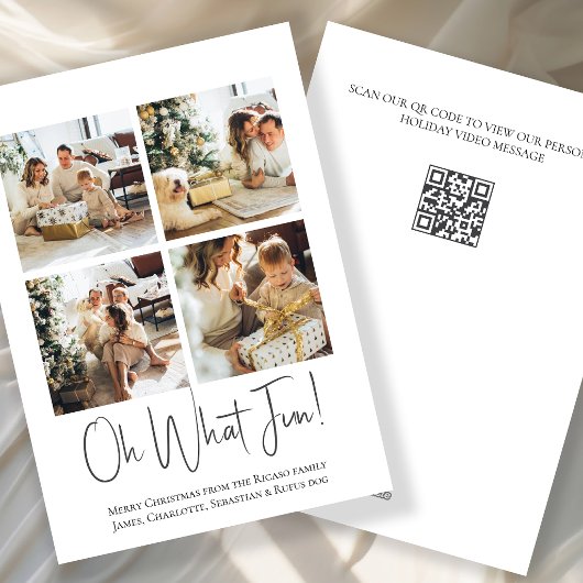 4 Foto oh wat leuk Kerst Interactieve QR Code Feestdagenkaart