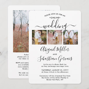 4 Foto Online Virtuele Trouwceremonie Elegant Kaart