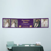 4 Foto Paars Gold Congrats Afstuderen Name School Spandoek (Beurs)