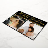 4 Foto Passen getrouwd 1e gehuwd kerstscript Folie Feestdagenkaart (Gedraaid)