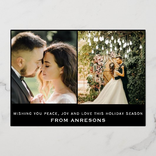 4 Foto Passen getrouwd 1e gehuwd kerstscript Folie Feestdagenkaart (Achterkant)