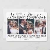 4 Foto Passen getrouwd 1e gehuwd kerstwit Feestdagenkaart (Voorkant)