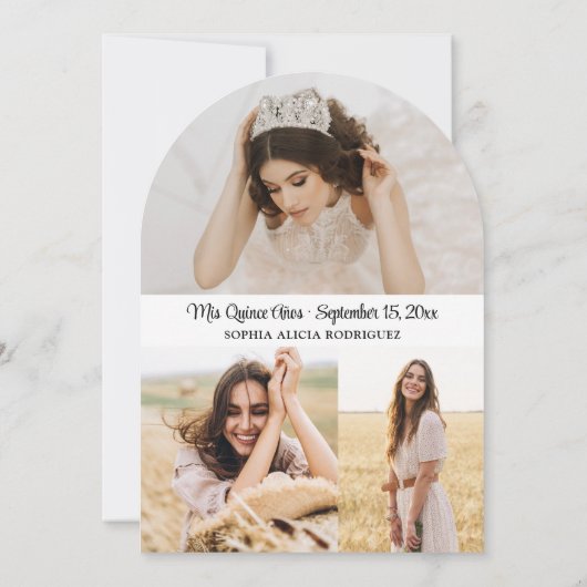 4 Foto Quinceañera Modern Overlay 15e verjaardag Kaart (Achterkant)