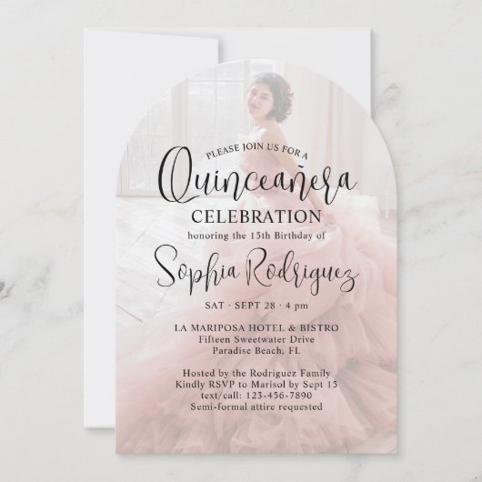 4 Foto Quinceañera Modern Overlay 15e verjaardag Kaart (Voorkant)