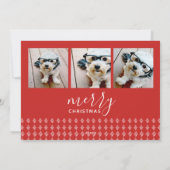 4 Foto Red White Handgeschreven Merry Kerstmis Feestdagenkaart (Achterkant)