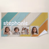 4 Foto Retro streep patroon funky naam Strandlaken (Voorkant)