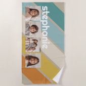 4 Foto Retro streep patroon funky naam Strandlaken (Voorkant)