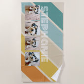 4 Foto Retro streep patroon funky naam Strandlaken (Voorkant)