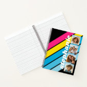 4 foto retro streeppatroon cmyk script naam notitieboek (Binnen)