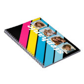 4 foto retro streeppatroon cmyk script naam notitieboek (Rechterzijde)