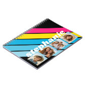 4 foto retro streeppatroon cmyk script naam notitieboek (Linkerzijde)