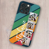 4 Foto Retro streeppatroon regenboog monogram Case-Mate iPhone Case