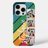 4 Foto Retro streeppatroon regenboog monogram Case-Mate iPhone Case (Achterkant)