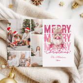 4 Foto  Roze Notenkraker Kerst Feestdagenkaart