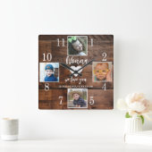 4 Foto Rustiek Bruin Hout Love You Nonna Kleinkind Vierkante Klok (Huis)