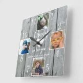 4 Foto Rustiek Grijs Hout Love You Nanny Kleinkind Vierkante Klok (Hoek)