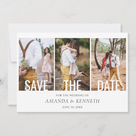 4 Foto Save the Date Wedding Invitation (Voorkant)