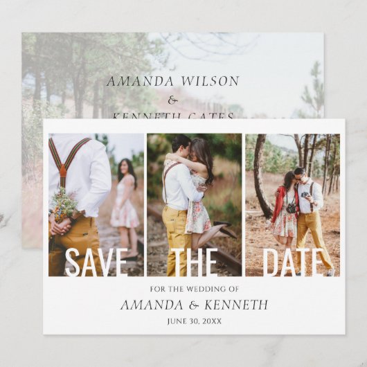 4 Foto Save the Date Wedding Invitation (Voorkant / Achterkant)