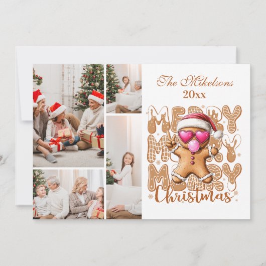 4 Foto Schattige Gingerbread Christmas Feestdagenkaart (Voorkant)