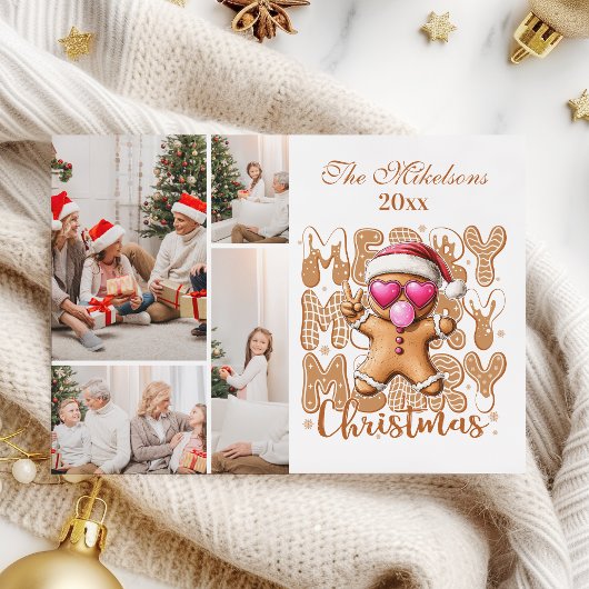 4 Foto Schattige Gingerbread Christmas Feestdagenkaart