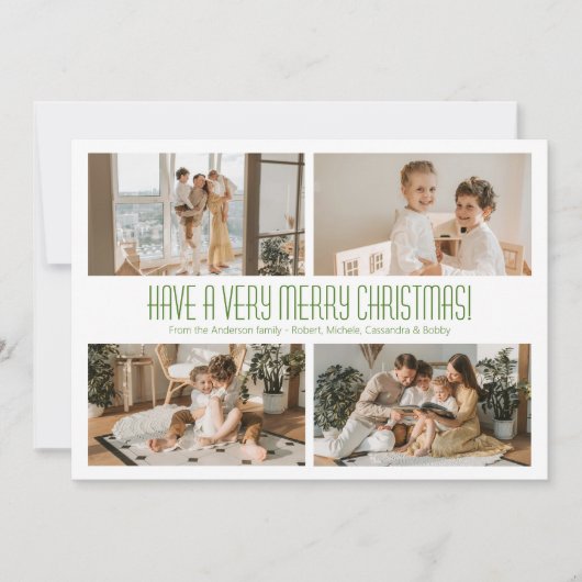 4 Foto Seer Prettig Kerstfeest Feestdagenkaart (Voorkant)