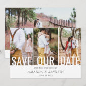 4 Foto Simple Elegant Save Our Date Wedding Kaart (Voorkant / Achterkant)