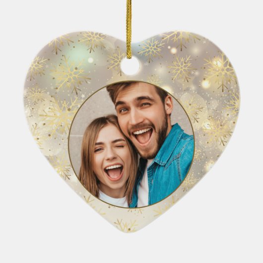 4 Foto Snowflake Keramisch Ornament (Achterkant)