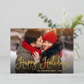 4 FOTO Sparkle Moderne Kerstmis Greeting Gold Folie Feestdagenkaart (Staand Voorkant)