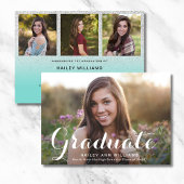 4 Foto Trendy Blauwgroen Blauw Chic Graduation Par Kaart