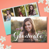 4 Foto Trendy Blauwgroen Blauw Chic Graduation Par Kaart