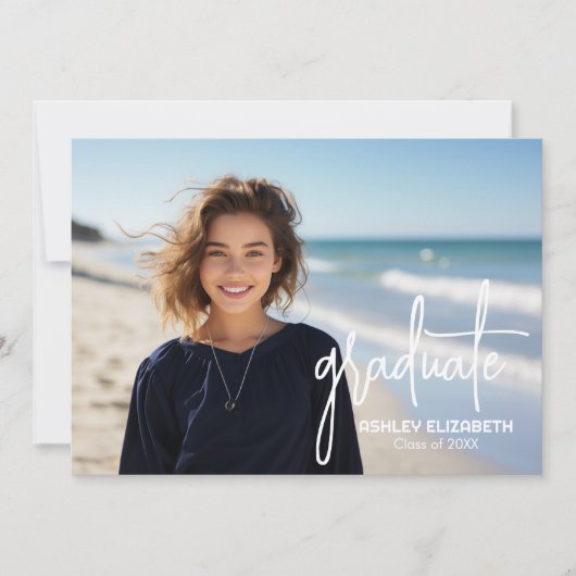 4 Foto Trendy Modern Afstuderen Kaart (Voorkant)