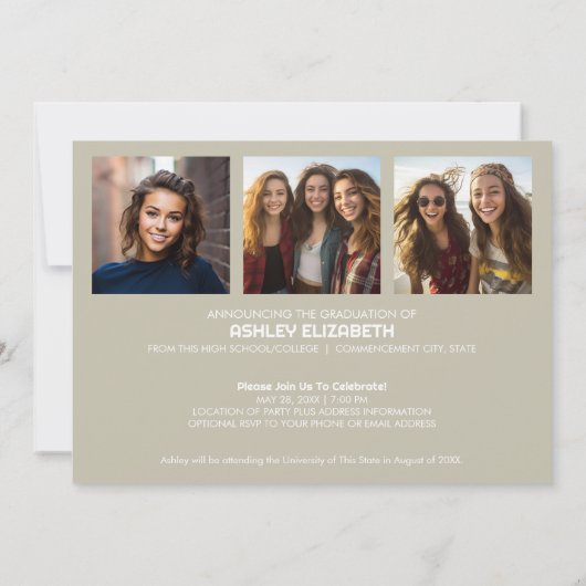 4 Foto Trendy Modern Afstuderen Kaart (Achterkant)