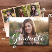 4 foto trendy perzik chique afstudeerfeest kaart