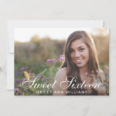 4 Foto Trendy Pink Chic Sweet 16 Party Kaart (Voorkant)