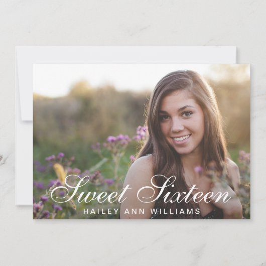 4 Foto Trendy Pink Chic Sweet 16 Party Kaart (Voorkant)